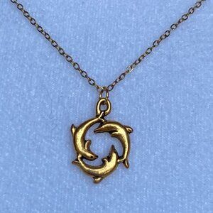 NWT Handmade 18K Stainless Steel Dolphin Necklace Beach Ocean Mermaid Summer